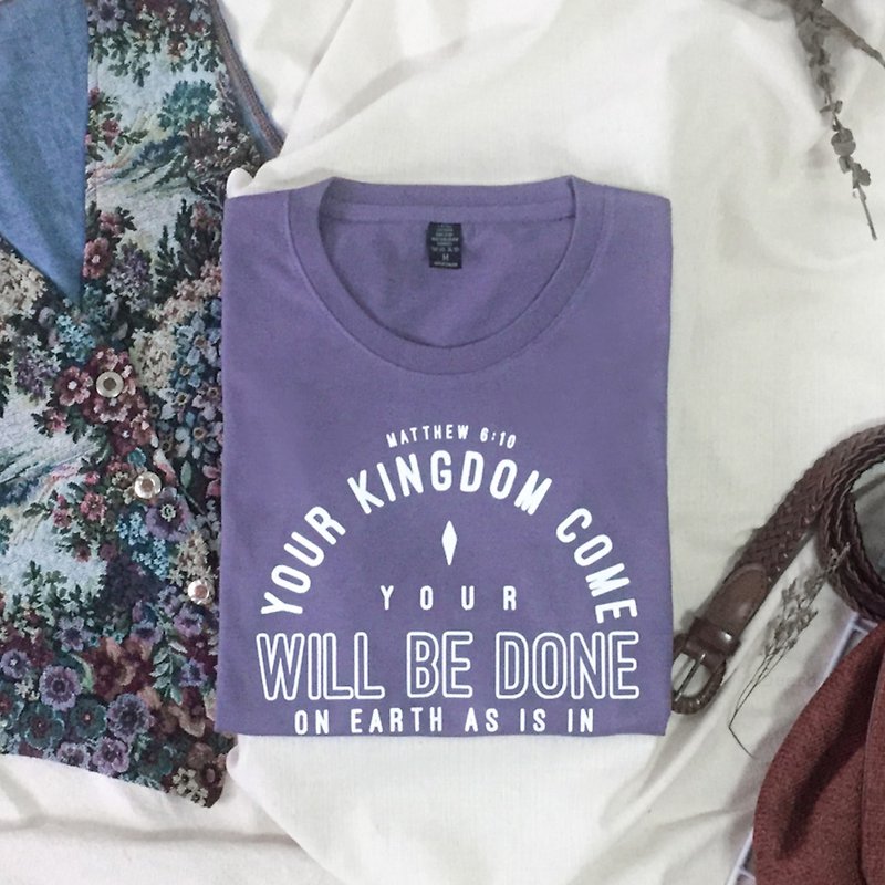 棉．麻 其他 藍色 - Your Kingdom Come Design T-shirt