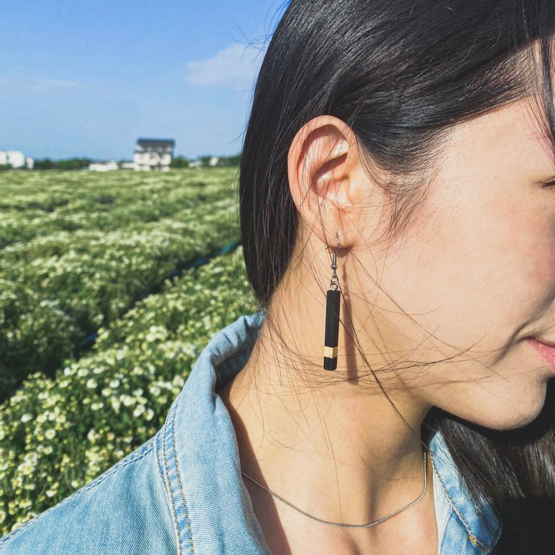 【Arborea】 Wooden Earrings Handmade Birthday Gift Accessories Free Shipping - Earrings & Clip-ons - Wood Black