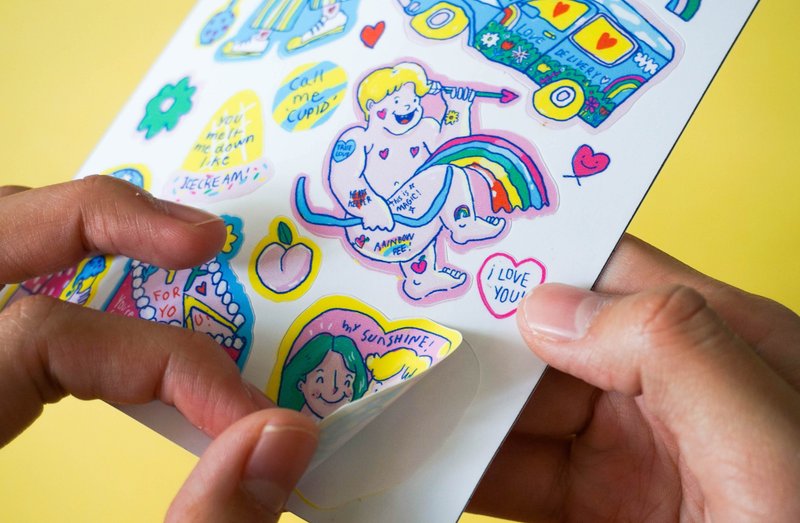 VDAY STICKER PAD - 貼紙 - 紙 粉紅色