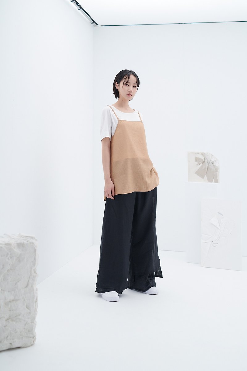 Top with Narrow Straps - Women's Tops - Other Man-Made Fibers Khaki