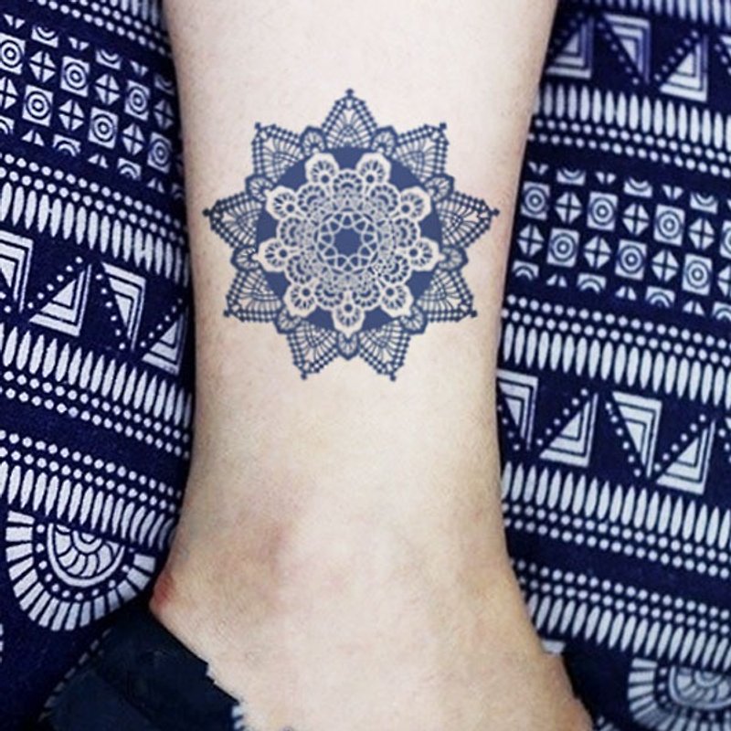 TU Tattoo Sticker - dark blue, lace snow / Tattoo / waterproof Tattoo / original / Tattoo Sticker - Temporary Tattoos - Paper Blue