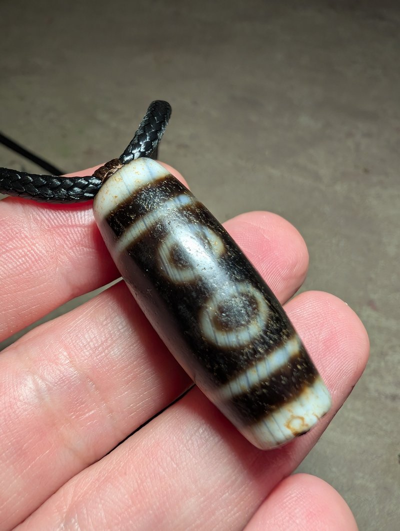 5眼天珠吊墜項鍊天然西藏真品瑪瑙護身符 - 項鍊 - 寶石 咖啡色