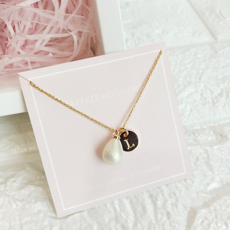  Faux Pearl Personalized Necklace  Birthday Bridesmaid  - สร้อยติดคอ - โลหะ สีทอง
