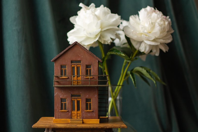 Miniature Handcrafted House Model - 裝飾/擺設  - 木頭 藍色