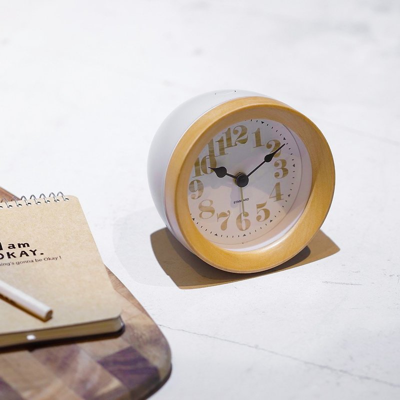 Machecl- Round silent clock alarm (white) - Clocks - Wood White