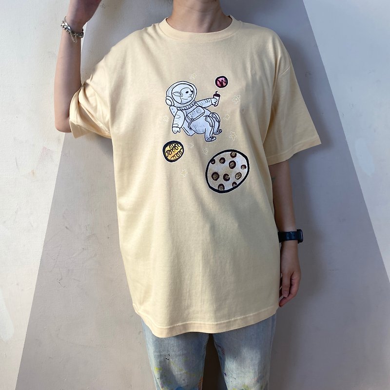 Original hand-painted T-shirt monopoly space geek fantasy animal series - Women's T-Shirts - Cotton & Hemp Khaki