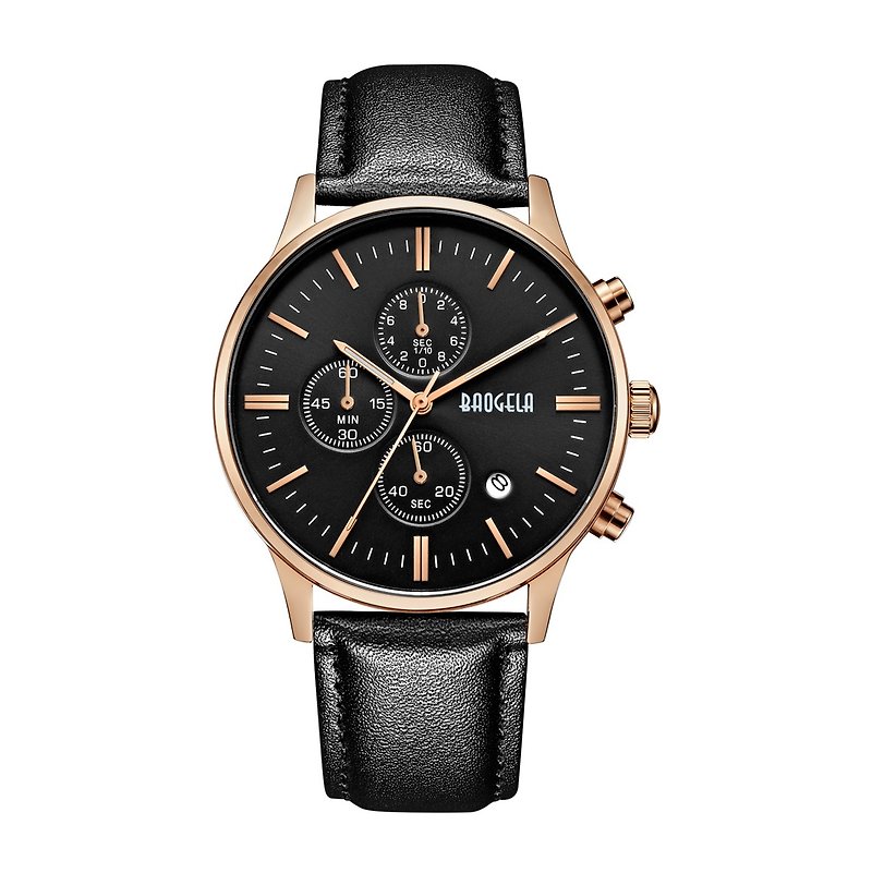 BAOGELA - COPENHAGEN Rose Gold Black Dial / Black Leather Watch - Men's & Unisex Watches - Other Materials Black