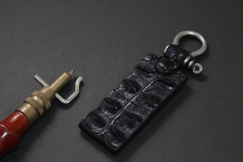 Genuine croc leather key chain - Keychains - Genuine Leather Black