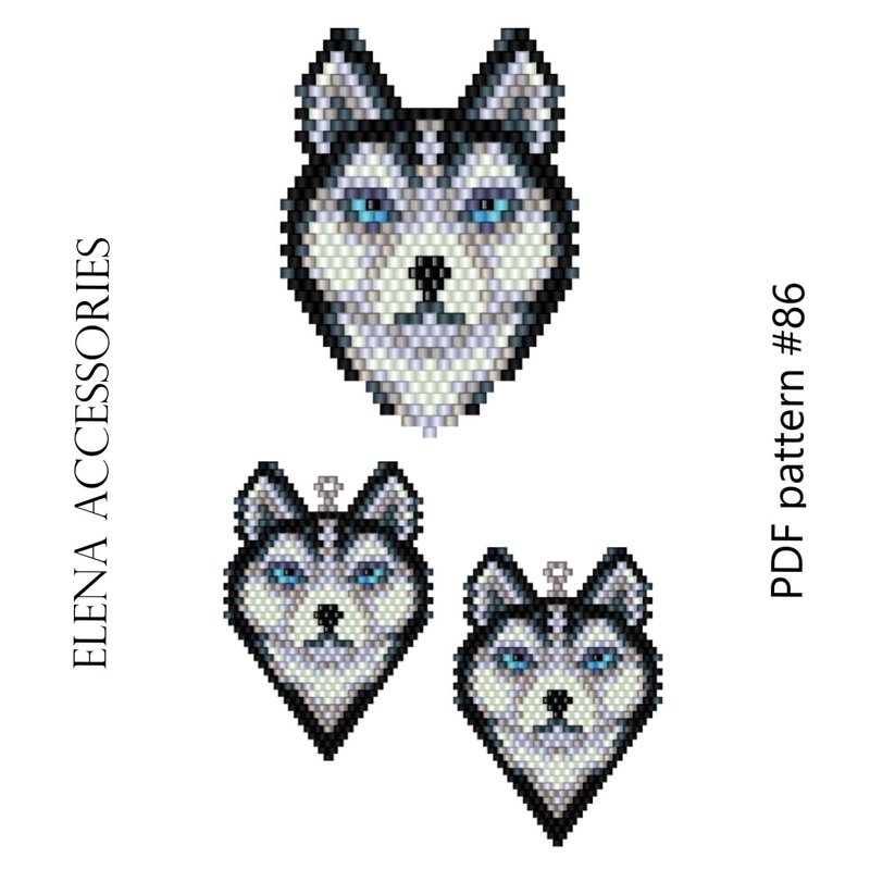 Beaded Husky Brick Stitch PDF pattern for miyuki delica 11/0 seed beads - 其他數位商品 - 其他材質 