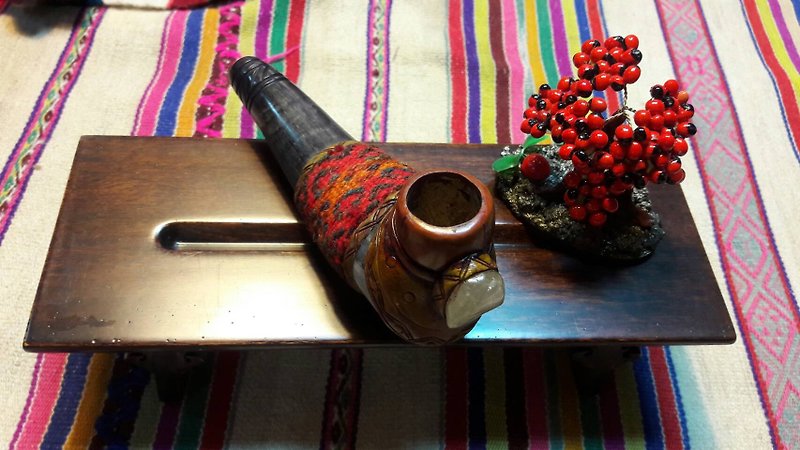 祕魯羊角手工製作煙斗 - 其他 - 其他材質 黑色