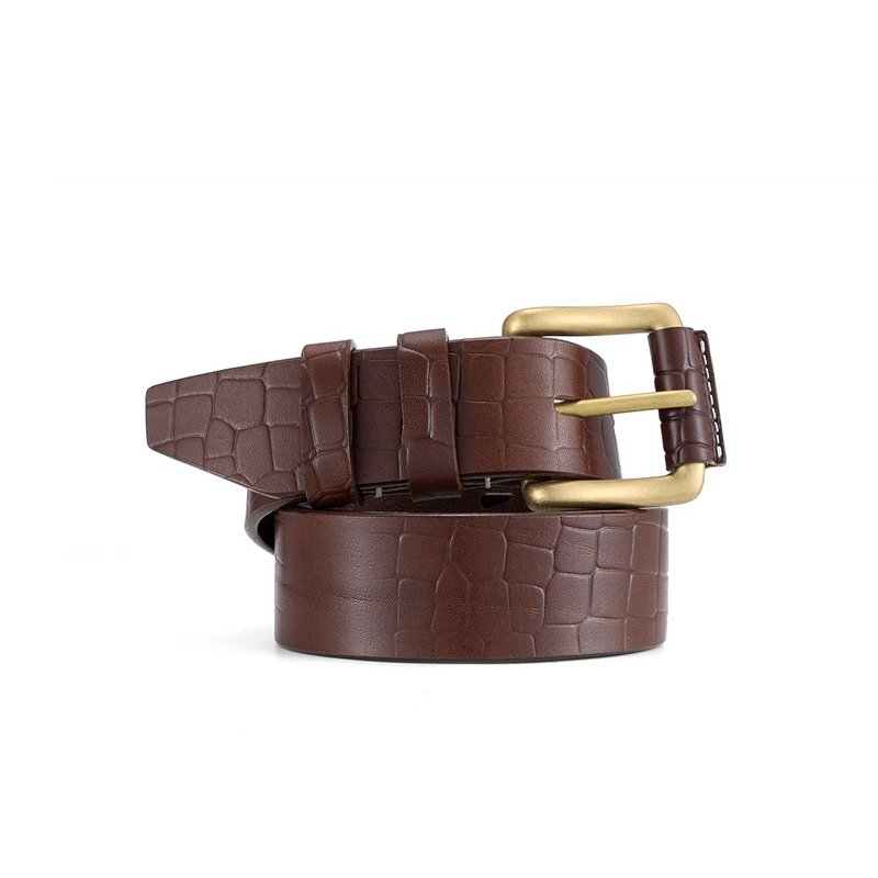 Tyron Veg-Tanned Croc Emb Leather Belt (Customized) M - Handbags & Totes - Genuine Leather Multicolor