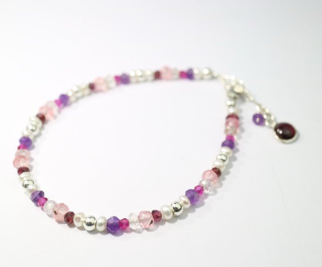 まばゆい ピンクトルマリン 石石 ルビークリスタルパープル ホワイトクリスタル ショップ Colorday Jewelry ブレスレット Pinkoi