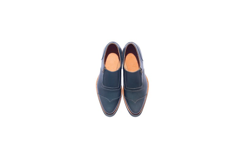 Stitching Sole_Frontier_Blu - Men's Leather Shoes - Genuine Leather Blue