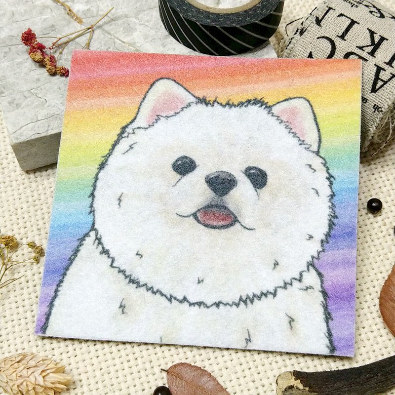 Bai Bomei-Non-woven coaster-absorbent coaster~rainbow smudge - Coasters - Polyester 