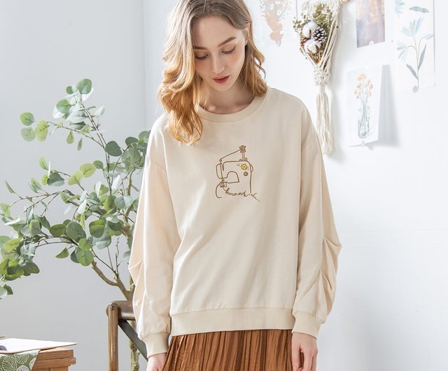 Pleated puff sleeve sweatshirt hot sale