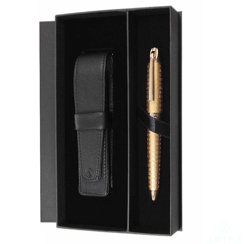 ARTEX heart ballpoint pen leather pen gift box fog gold - ไส้ปากกาโรลเลอร์บอล - ทองแดงทองเหลือง สีทอง