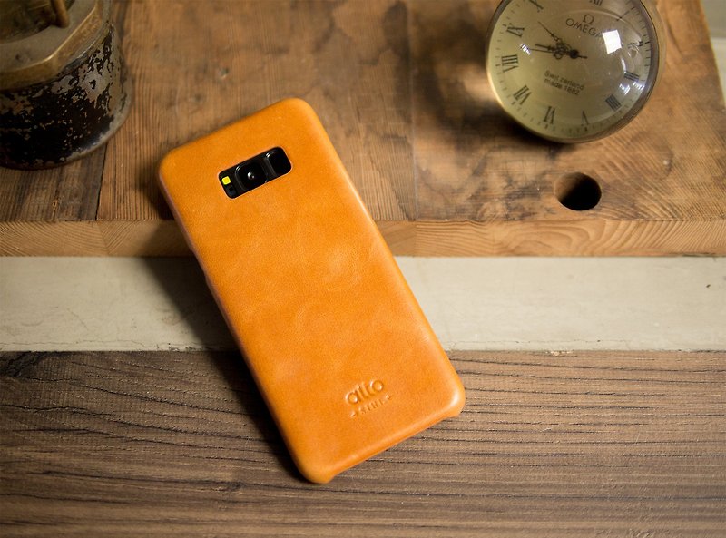 【客製化禮物】皮革手機殼 Galaxy S8 Plus 6.2吋 - 焦糖棕 - 手機殼/手機套 - 真皮 橘色