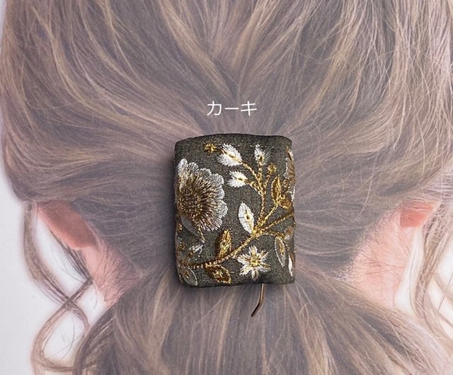 ポニーフック】UHR-221 インド刺繍 スプリング 簡単装着 ポニーテール