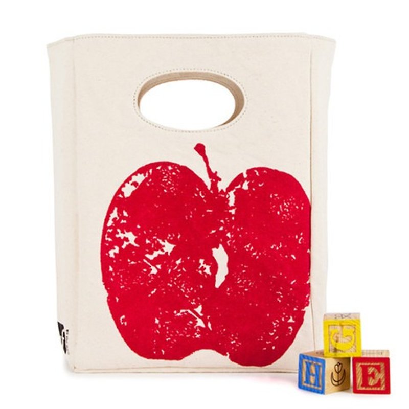 Bag / lunch bag / sports bag ► Canada fluf organic cotton bag with green - red apple - Handbags & Totes - Cotton & Hemp Red