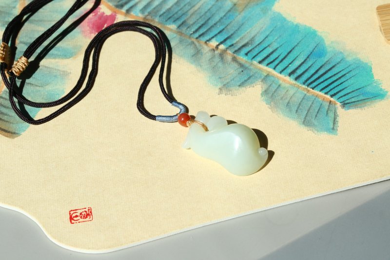 【玉蘭花】天然和田玉項鏈/掛件 - 項鍊 - 玉石 白色