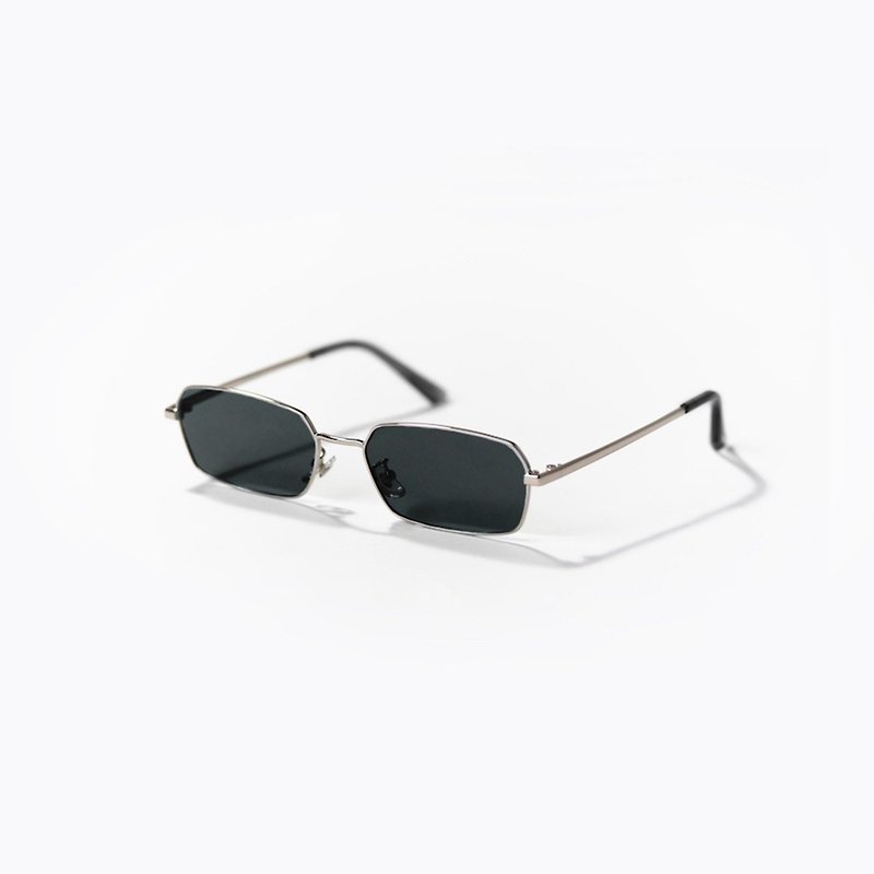 I NEED SPACE | KK1 Retro Future Hexagon Frame Sunglasses-Black Silver - กรอบแว่นตา - วัสดุอื่นๆ สีดำ