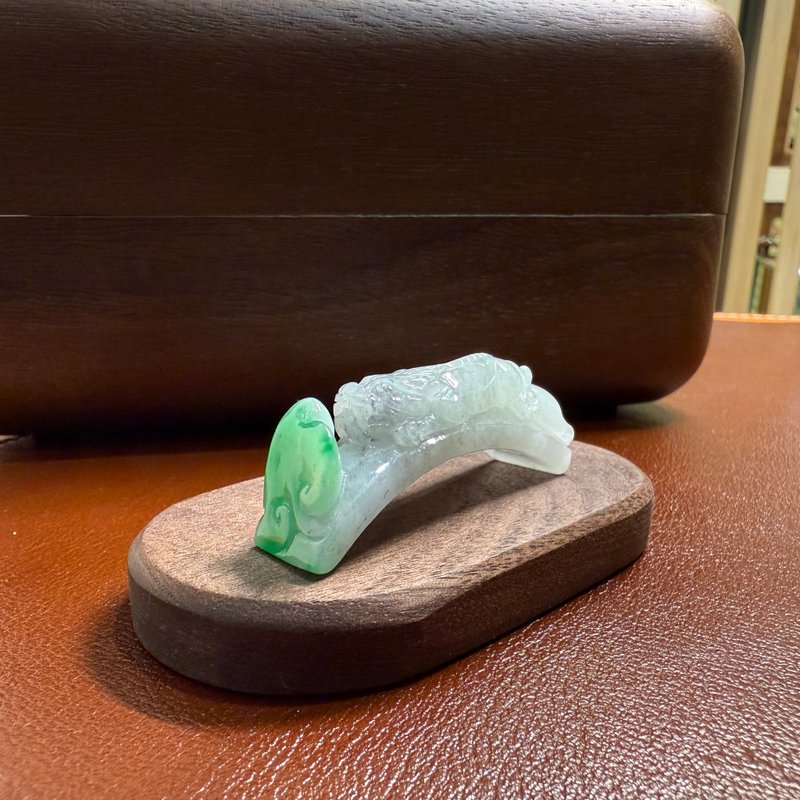 瀚玉珠寶 白底青 龍形勾  天然翡翠 小擺件  龍首潤雕 - 其他 - 玉石 