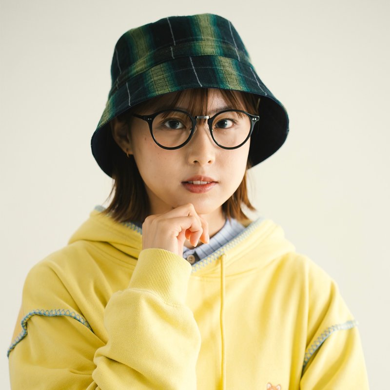 【雙面兩用】P仔雙面格紋漁夫帽 - 深藍色 (AH281) - 帽子 - 聚酯纖維 藍色