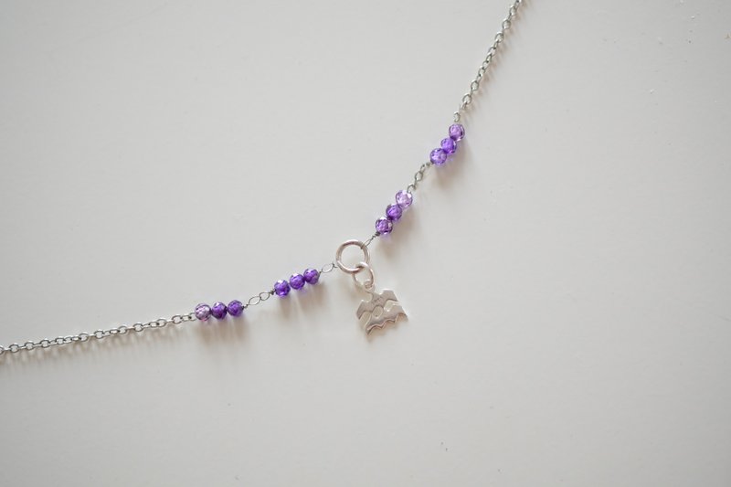 February stone, Aquarius bracelet or necklace, amethyst, silver, birth gem gift - 手鍊/手環 - 寶石 紫色