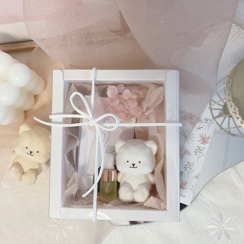 [Fragrance Dried Flower Gift Box] Marshmallow Bear Fragrance Dried Flower Mother's Day Graduation Gift Wedding - Fragrances - Other Materials Multicolor