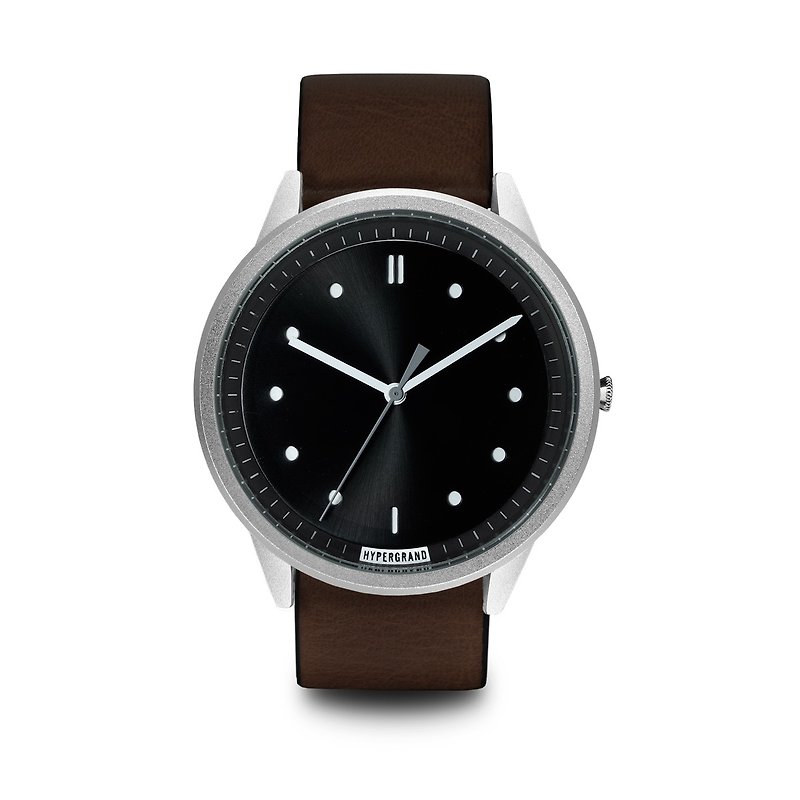 HYPERGRAND - 02 Basic Series - Silver Black Dial Brown Leather Watch - นาฬิกาผู้ชาย - วัสดุอื่นๆ สีนำ้ตาล