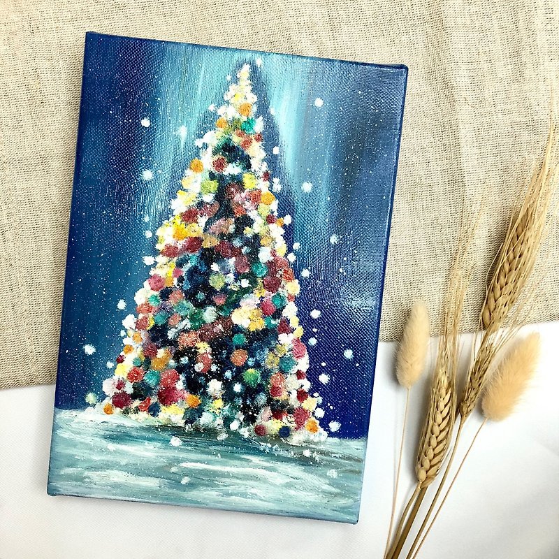 Hand drawn Christmas tree oil painting frameless painting-colorful Christmas tree - Posters - Other Materials Multicolor