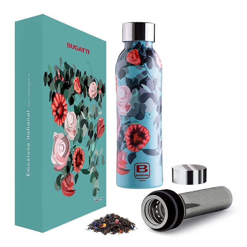 BUGATTI Red Pink Rose Thermos 500ml Gift Box Set - Vacuum Flasks - Stainless Steel Multicolor