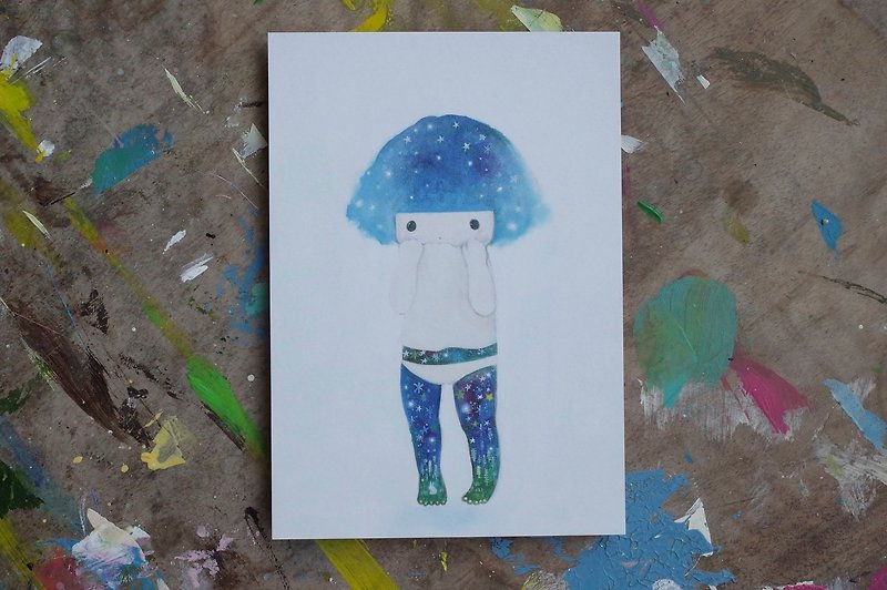 Postcard-Cosmic Girl-Undress - Cards & Postcards - Paper Blue