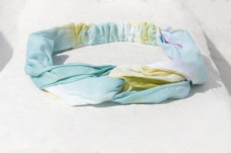 Christmas gifts Christmas market exchange gifts limited a handmade hair band / French hair band / double knot hair band / elastic hair band / handmade cotton hair band / gradient band - Lyme lemon gradient rainbow - Hair Accessories - Cotton & Hemp Multicolor