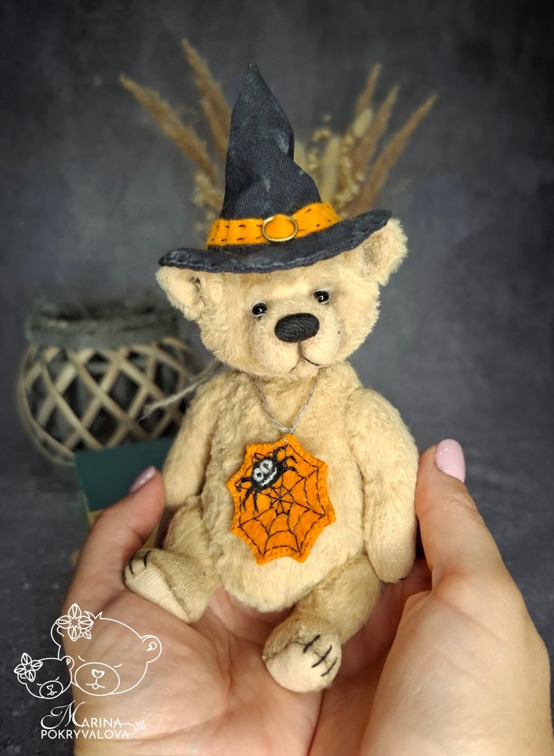 Cute teddy bear gift. Christmas gift. Artist teddy bear. Halloween gift - ตุ๊กตา - วัสดุอื่นๆ สีนำ้ตาล