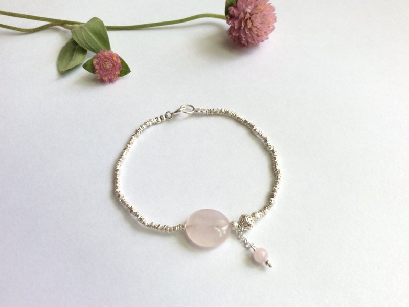 Ops Rose Quartzx Silver Gemstone bracelet - Bracelets - Gemstone Pink