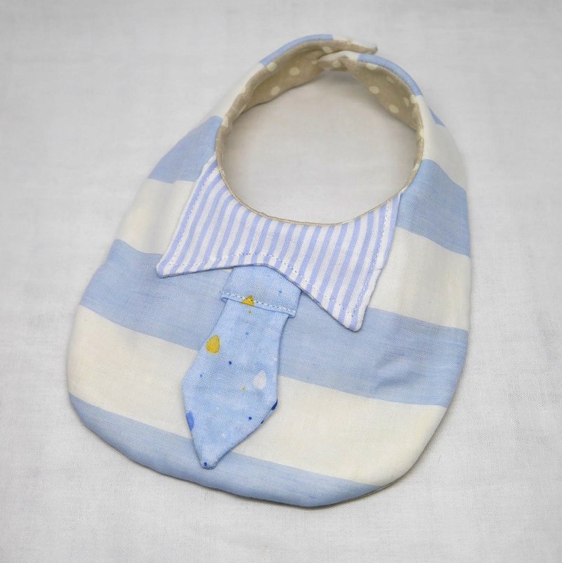 Japanese Handmade 8-layer-gauze Baby Bib / with tie - ผ้ากันเปื้อน - ผ้าฝ้าย/ผ้าลินิน สีน้ำเงิน