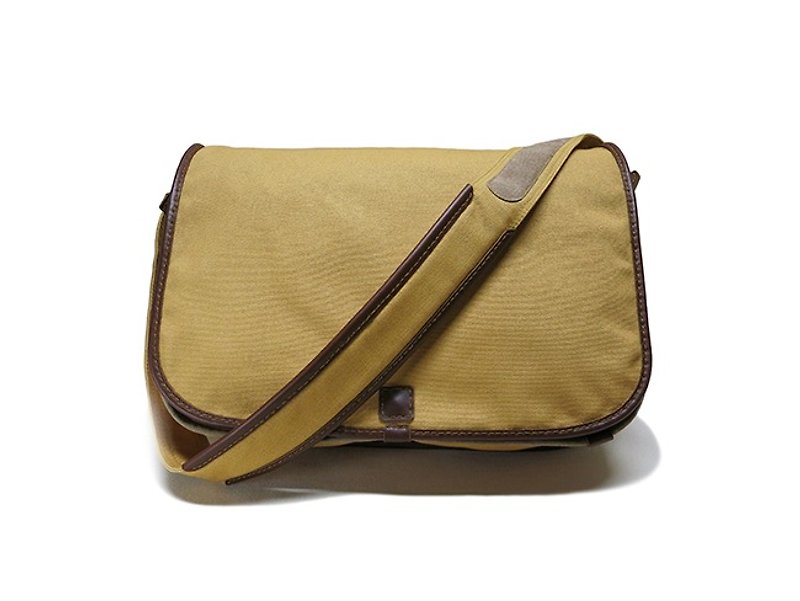 Node saddle bag～yellow - กระเป๋าแมสเซนเจอร์ - ผ้าฝ้าย/ผ้าลินิน สีเหลือง