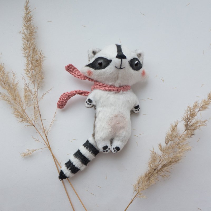 Mini Raccoon Doll - 10cm - Stuffed Dolls & Figurines - Other Materials White