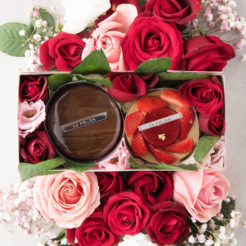 【LeFRUTA Lang Fu】 Faveau manor flower dessert gift box / Valentine's Day limited / 3-inch 2 into - เค้กและของหวาน - อาหารสด สีแดง