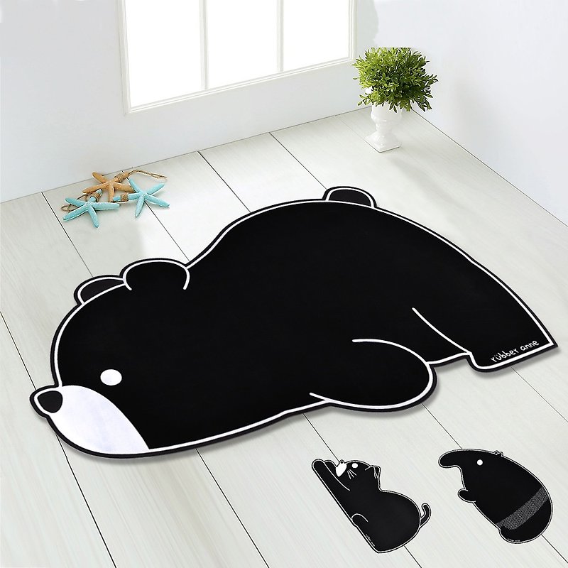 [rubber anne] 10 seconds top suction soft diatomaceous earth absorbent floor mat black and white zoo (three types) - Rugs & Floor Mats - Other Materials Black