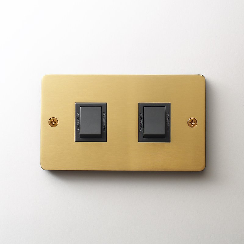 Standard switch panel hair wire gold with Panasonic international brand three-way switch two switches - โคมไฟ - สแตนเลส 
