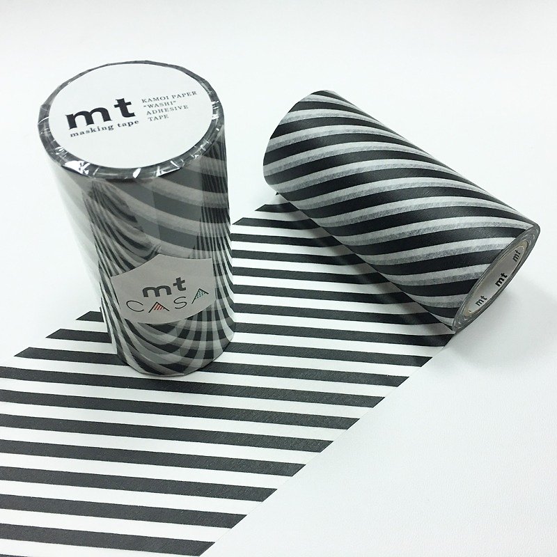 KAMOI mt CASA tape 100mm【Stripe - Black (MTCA1107)】 - ตกแต่งผนัง - กระดาษ สีดำ