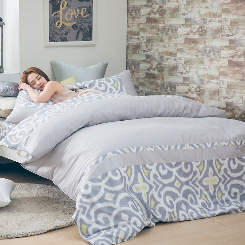 (Double) Parisian lover - 60 cotton dual-use bedding package four pieces [double size 5*6.2 feet] - Bedding - Cotton & Hemp Gray