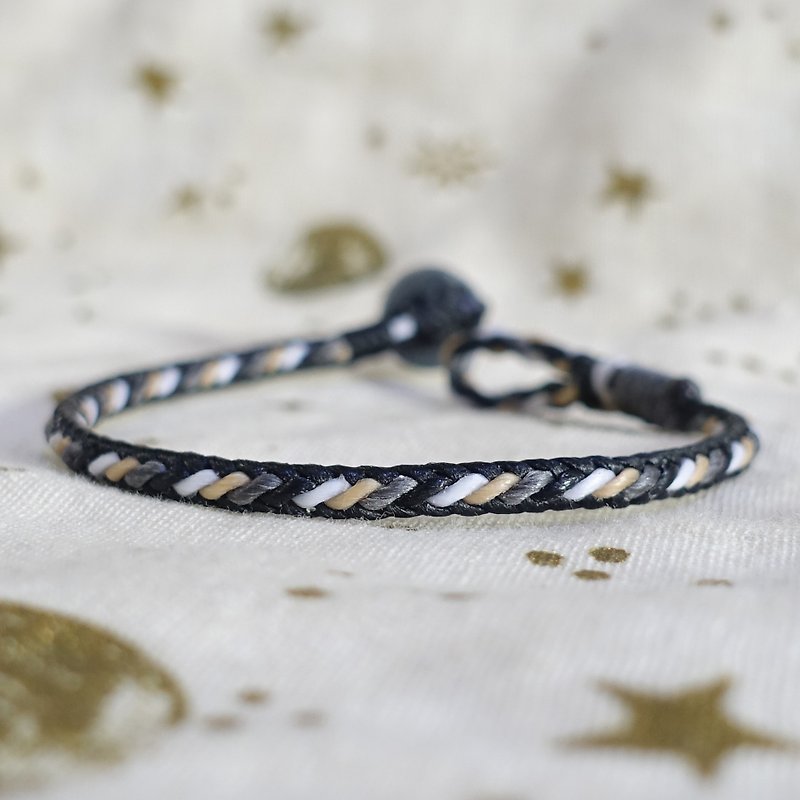 Dadi│Classic braided diagonal style│Waterproof Wax line surf bracelet and anklet - Bracelets - Waterproof Material Black