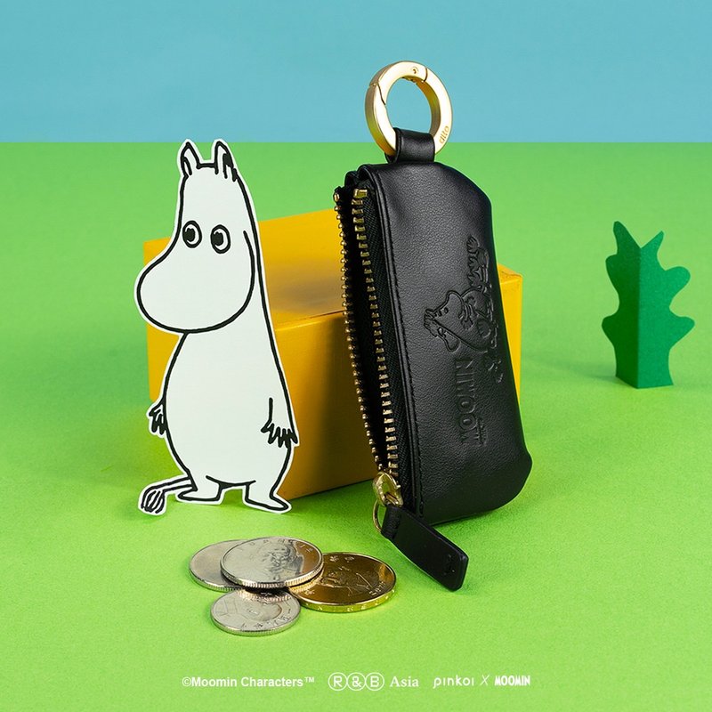 【Pinkoi x Moomin】鑰匙環零錢包 - 擁抱 - 零錢包/小錢包 - 真皮 咖啡色