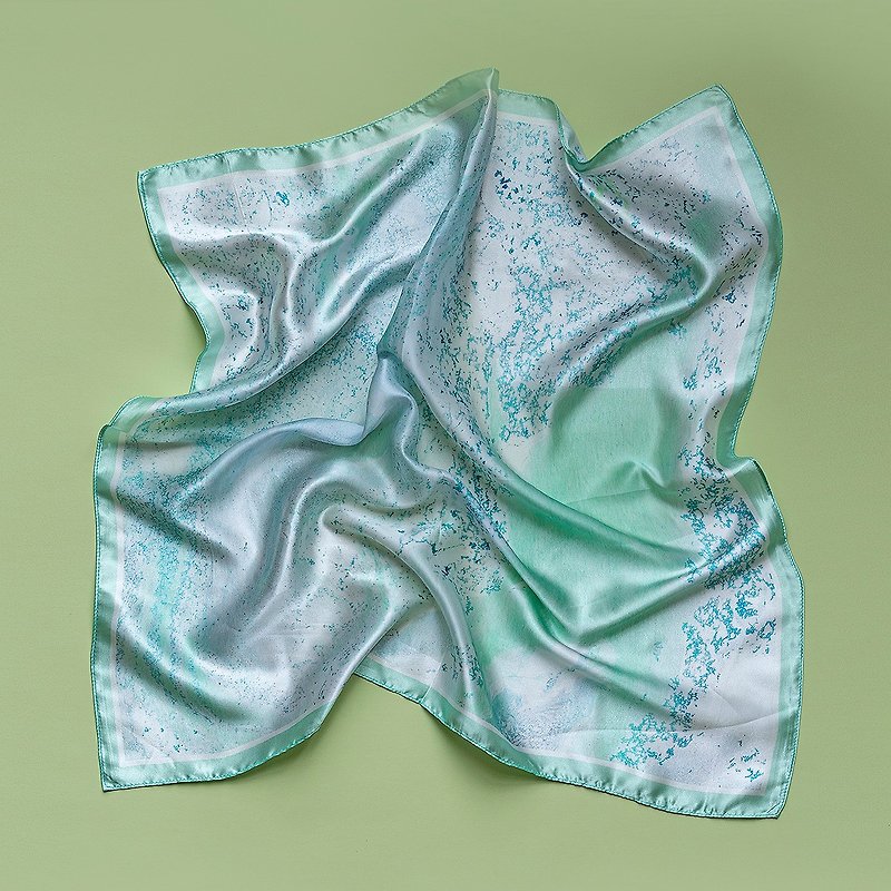 メルワイルドオズグリーン大理石シミュレーションシルクタオルタオルモデリングなど - スカーフ - シルク・絹 グリーン