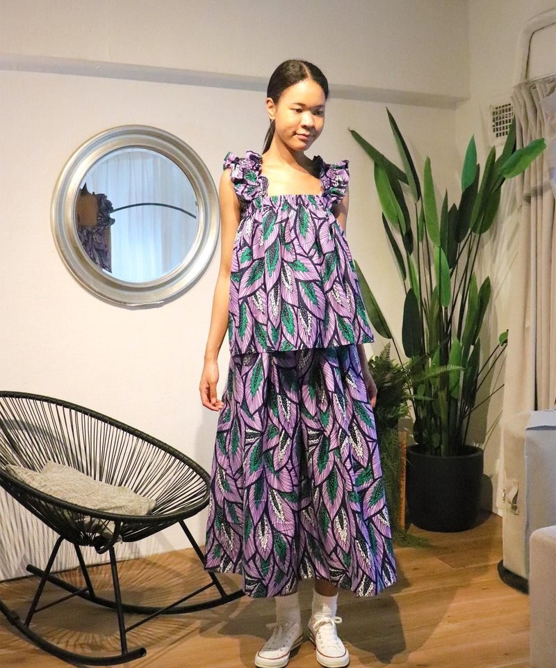 Africa tuck flare skirt 151/MY PLUME - 裙子/長裙 - 聚酯纖維 紫色