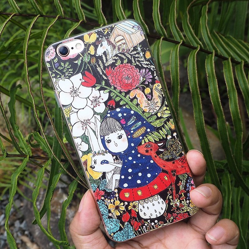 Blue hat and her forest adventures embossed texture all-inclusive mobile phone case for iPhone 11 Pro Max - เคส/ซองมือถือ - พลาสติก หลากหลายสี