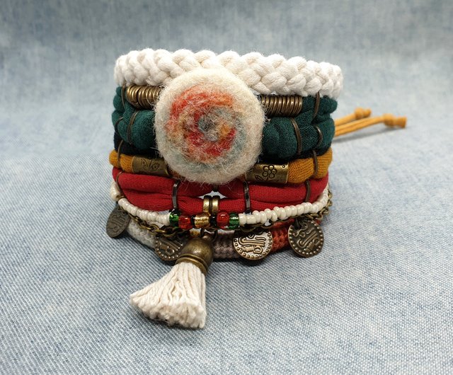 Ethnic Folk Bohemian Bracelet Set Folklore Ethno Style Jewelry